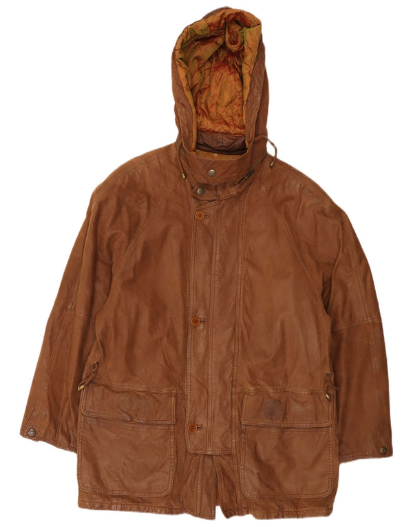 Vintage Ανδρικό Δερμάτινο Παλτό UK 40 Large Brown