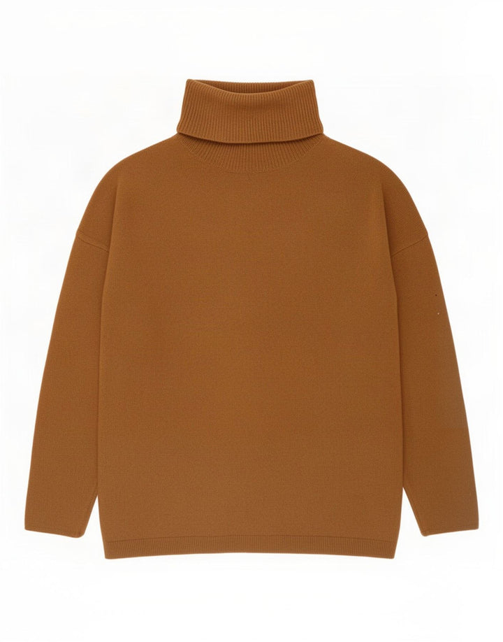 Massimo Dutti Γυναικείο πουλόβερ με ρολό λαιμόκοψη UK 14 μεσαίου καφέ βισκόζη