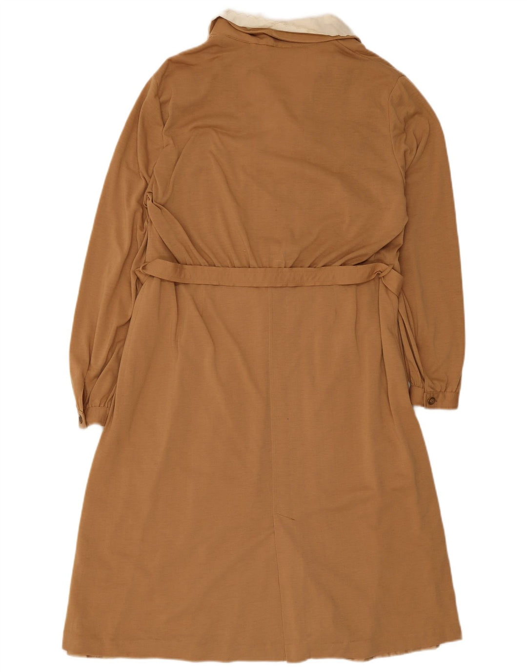 Vintage γυναικείο μακρυμάνικο βασικό φόρεμα IT 52 2XL καφέ χρώμα
