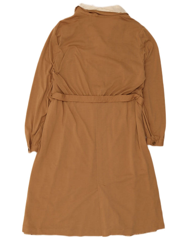 Vintage γυναικείο μακρυμάνικο βασικό φόρεμα IT 52 2XL καφέ χρώμα