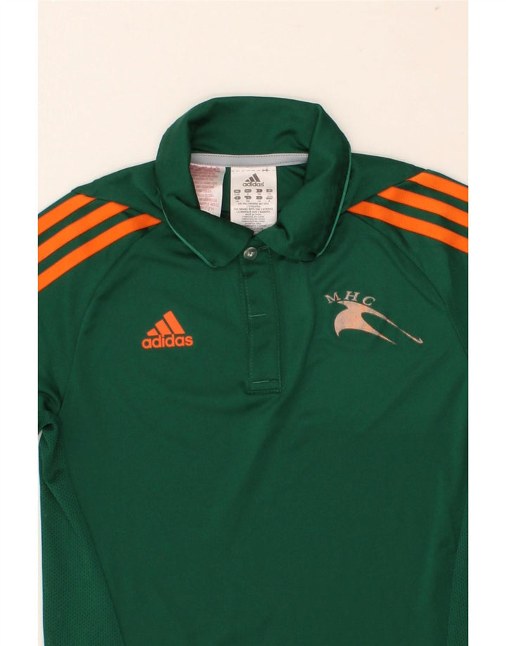 ADIDAS Boys Climacool Polo Shirt 9-10 Years Green Polyester Vintage Adidas and Second-Hand Adidas from Messina Hembry 