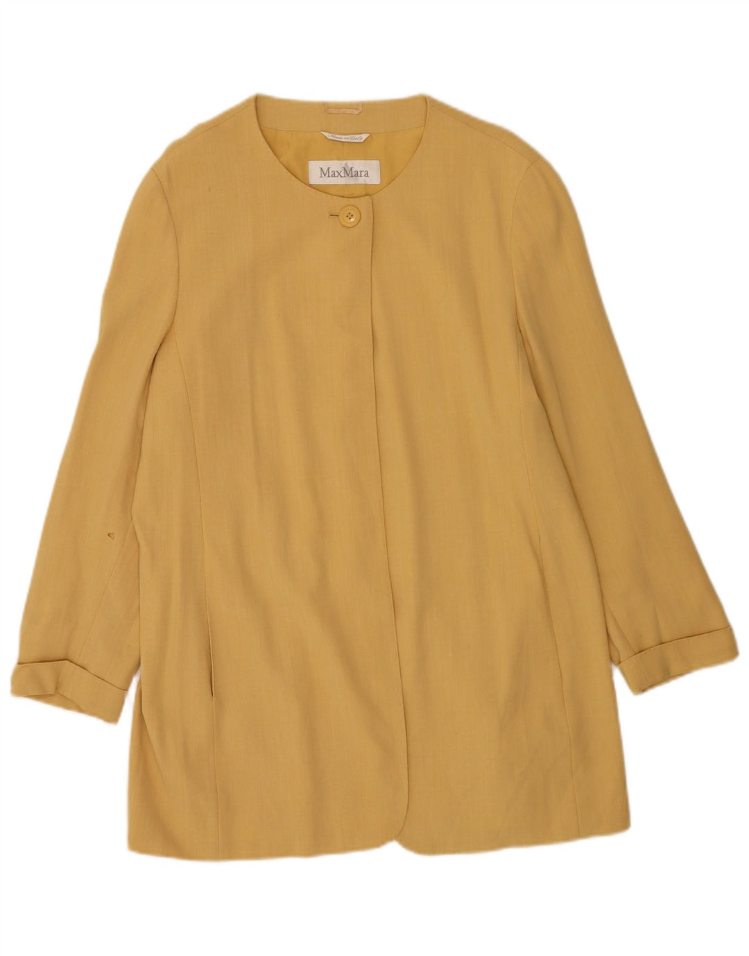 Max Mara Γυναικείο Longline 1 Button Blazer Μπουφάν UK 16 Μεγάλο Κίτρινο
