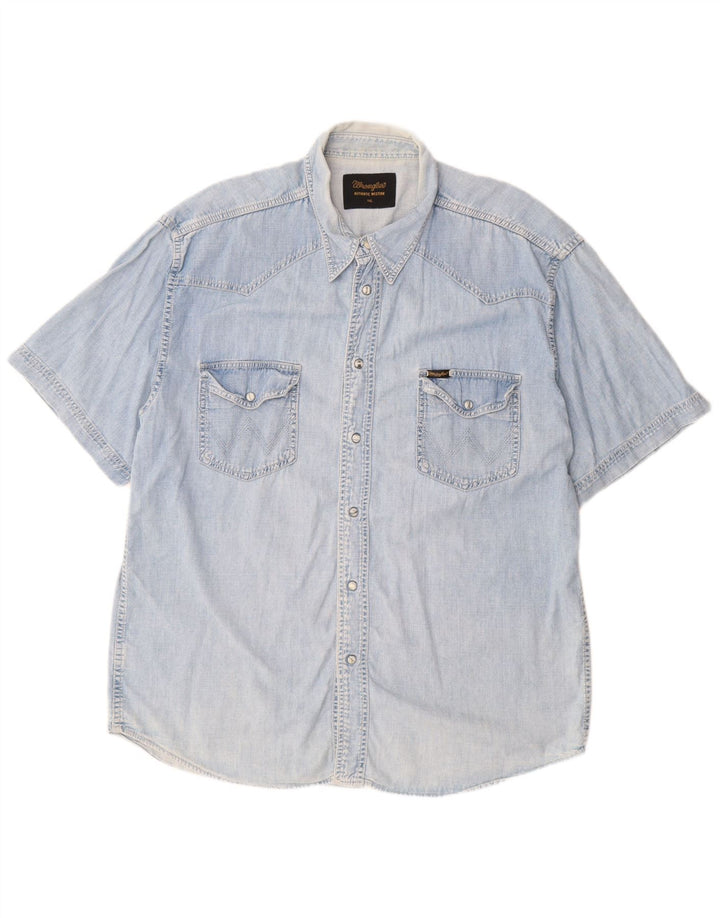 Ανδρικό κοντομάνικο τζιν πουκάμισο WRANGLER 2XL Μπλε