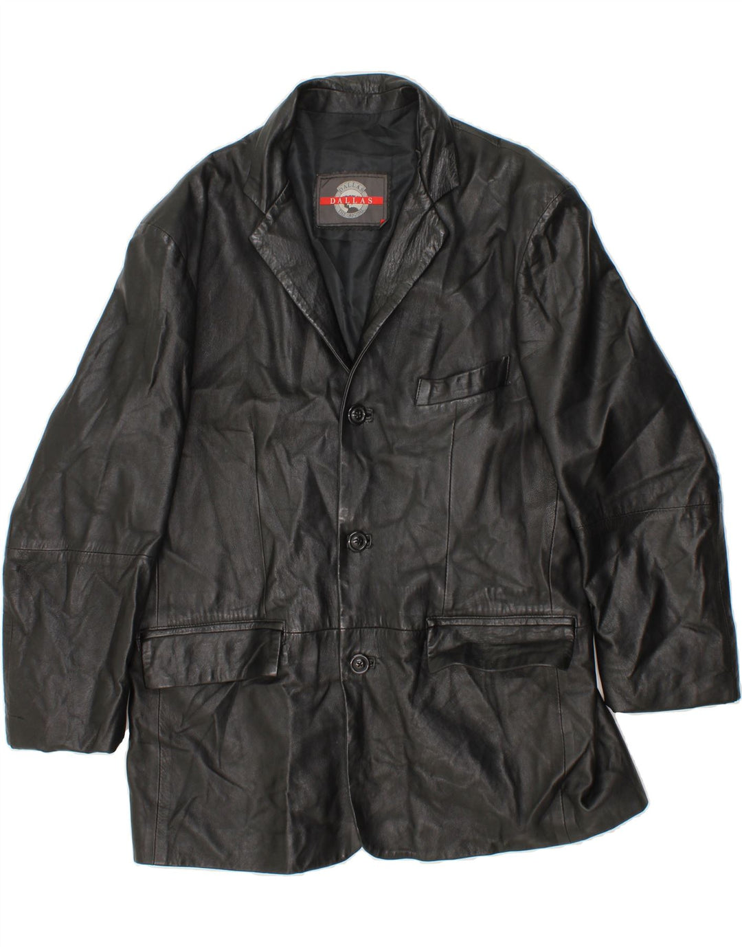 DALLAS Mens Leather Jacket IT 52 2XL Black Leather Vintage Dallas and Second-Hand Dallas from Messina Hembry 