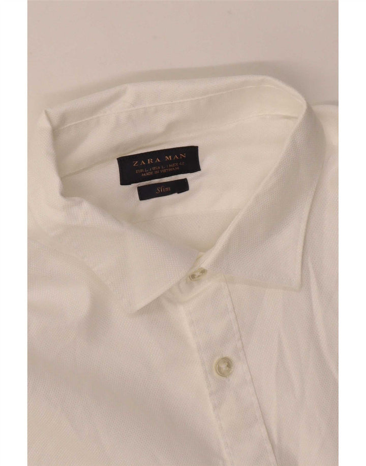 Zara Ανδρικό πουκάμισο Slim Fit Large White