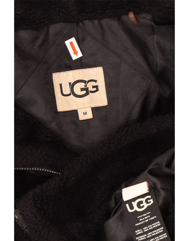 UGG Γυναικείο Fleece Jacket με κουκούλα UK 14 Medium Μαύρο Πολυεστέρας