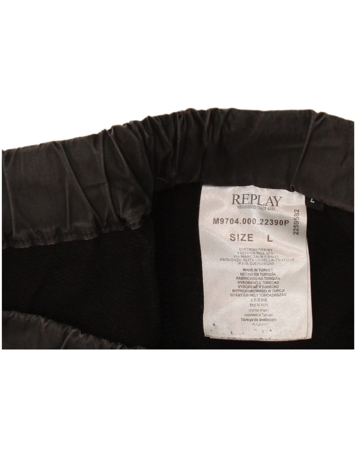 REPLAY Ανδρικό σορτς Chino μεγάλο W34 μαύρο βαμβακερό