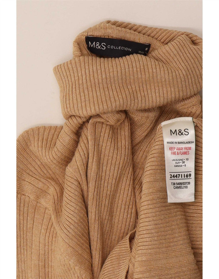 Marks & Spencer Γυναικείο πουλόβερ με ρολό λαιμόκοψη UK 10 Small Beige Viscose