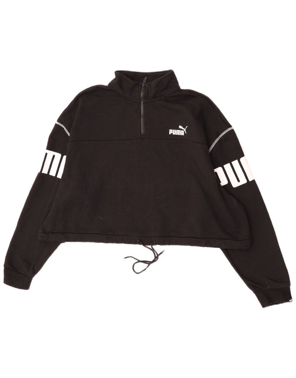 Γυναικεία φούτερ Puma Crop με φερμουάρ με λαιμόκοψη Jumper UK 20 2XL Μαύρο βαμβακερό