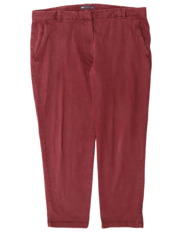 Marks & Spencer Γυναικείο ίσιο παντελόνι Chino UK 18 XL W36 L27 Βουργουνδία