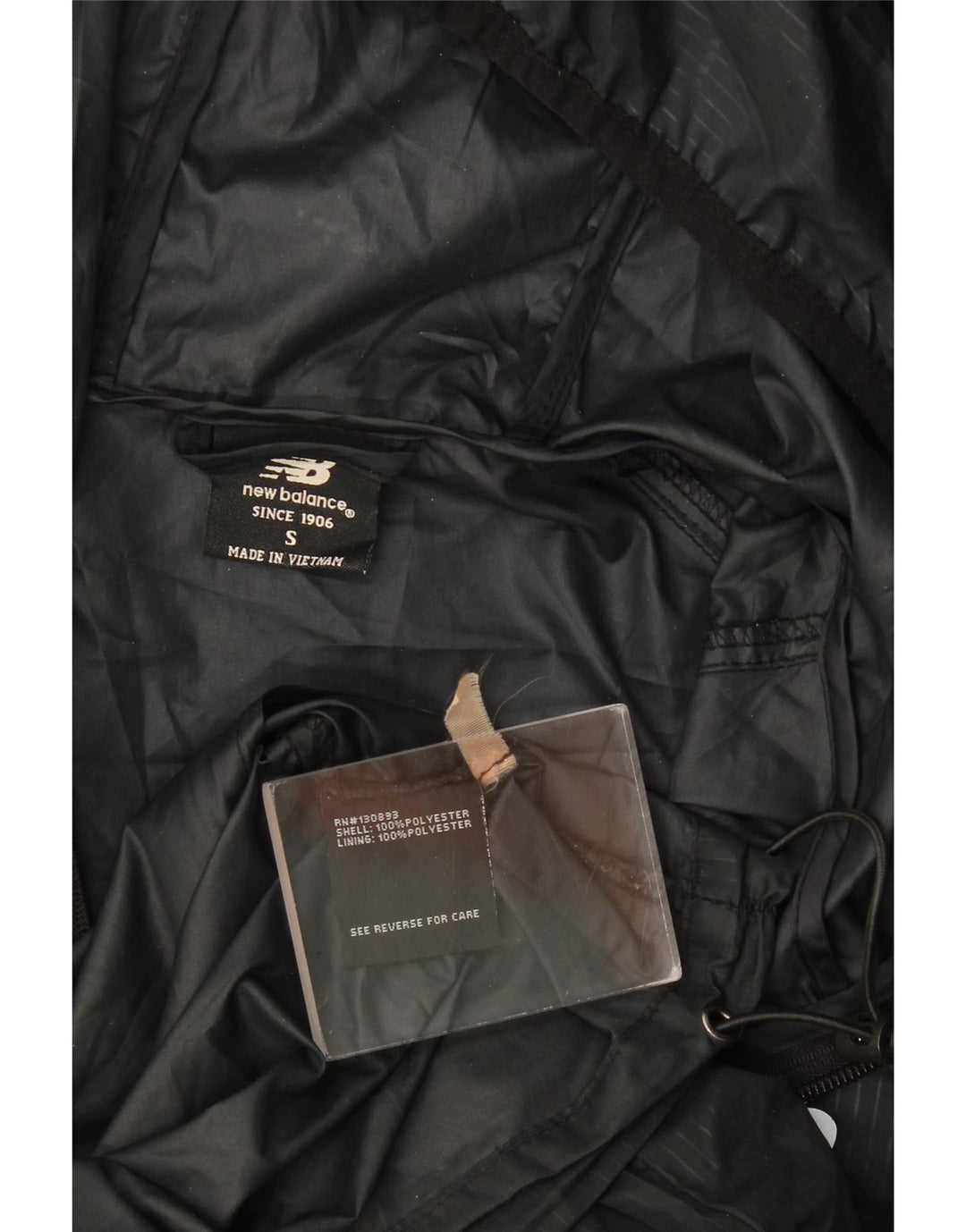 Ανδρικό μπουφάν βροχής με κουκούλα New Balance UK 36 Small Black Polyester