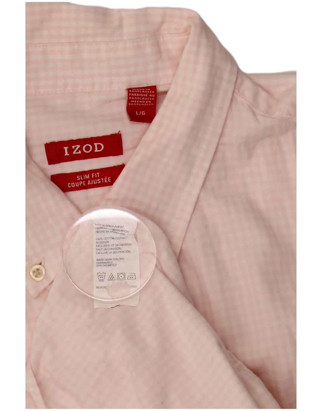 Ανδρικό πουκάμισο IZOD Slim Fit μεγάλο ροζ βαμβακερό Gingham