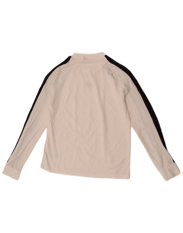 Γυναικείο τοπ Adidas μακρυμάνικο UK 12 μεσαίο λευκό βαμβακερό