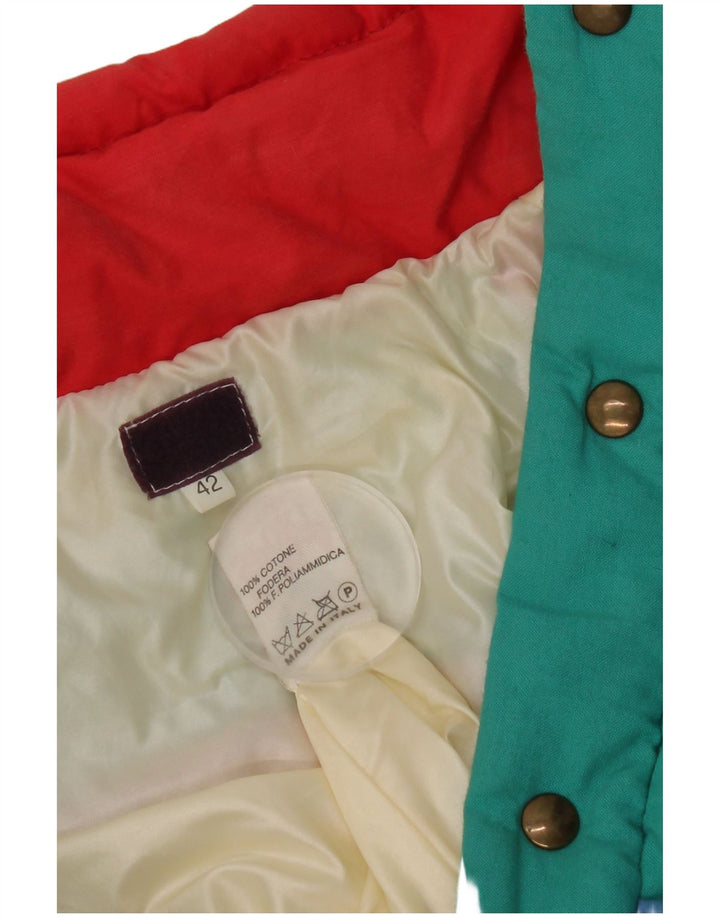 Vintage γυναικείο μπουφάν με κουκούλα με επένδυση IT 42 μεσαίο πολύχρωμο μπλοκ χρώματος