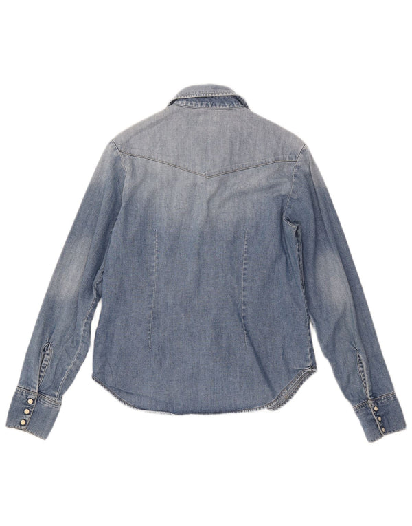 LEE Womens Acid Wash Denim πουκάμισο UK 10 Small Blue βαμβακερό