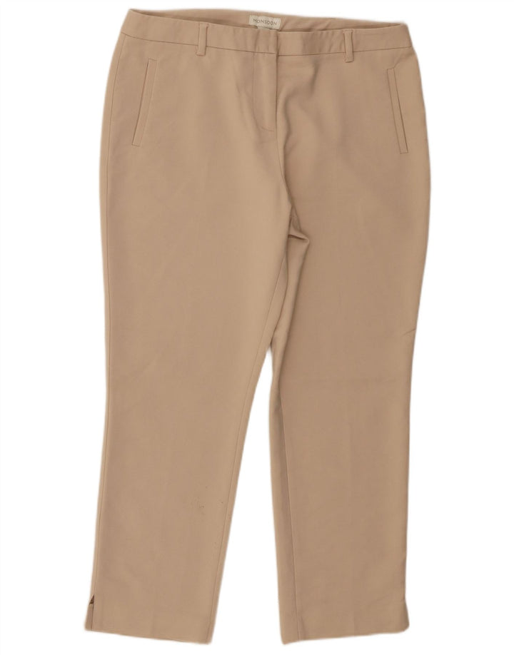 Monsoon γυναικείο ίσιο κομμένο παντελόνι UK 14 Medium W32 L24 Beige βαμβακερό