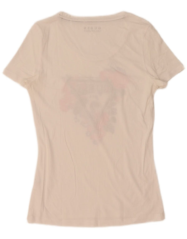 Γυναικείο γραφικό μπλουζάκι Guess Top UK 12 Medium White