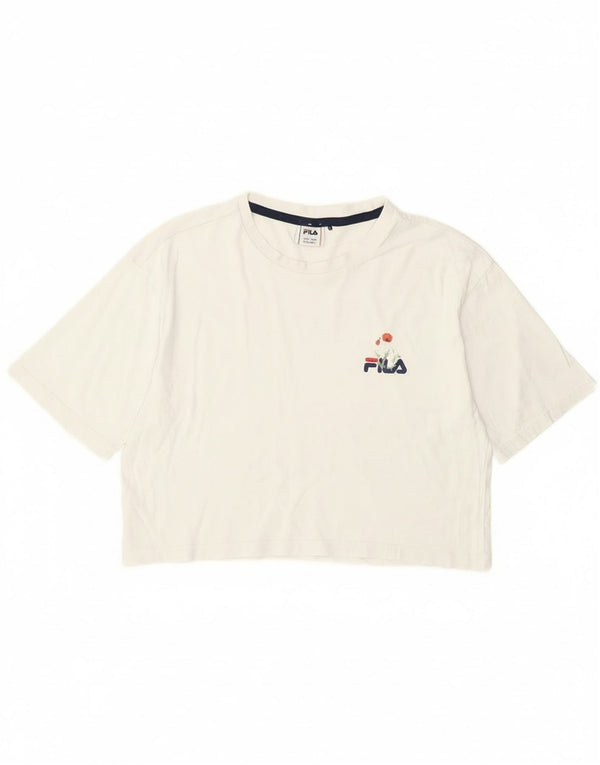 Fila Girls Loose Fit Crop γραφικό T-shirt 15-16 ετών λευκό βαμβακερό