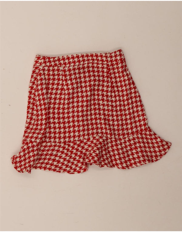 Zara Γυναικεία Μίνι Φούστα XS W24 Κόκκινη Houndstooth Βαμβακερή
