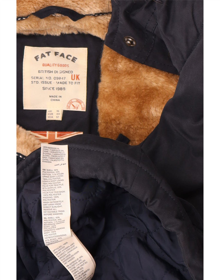 Γυναικείο μπουφάν Sherpa Parka με κουκούλα Fat Face UK 16 Large Navy Blue Polyester