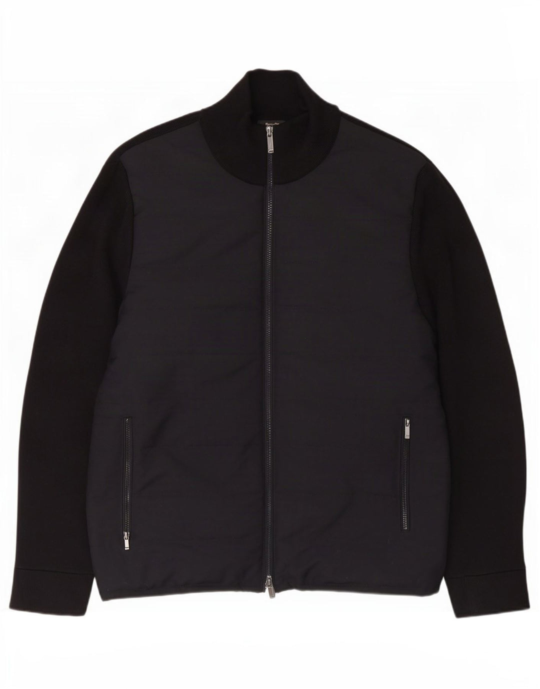 Massimo Dutti Ανδρικό Bomber Jacket UK 42 XL Μαύρο βαμβακερό