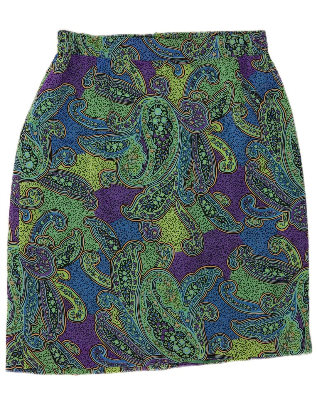 Vintage Γυναικεία Pencil Φούστα IT 44 Medium W34 Green Paisley Polyester