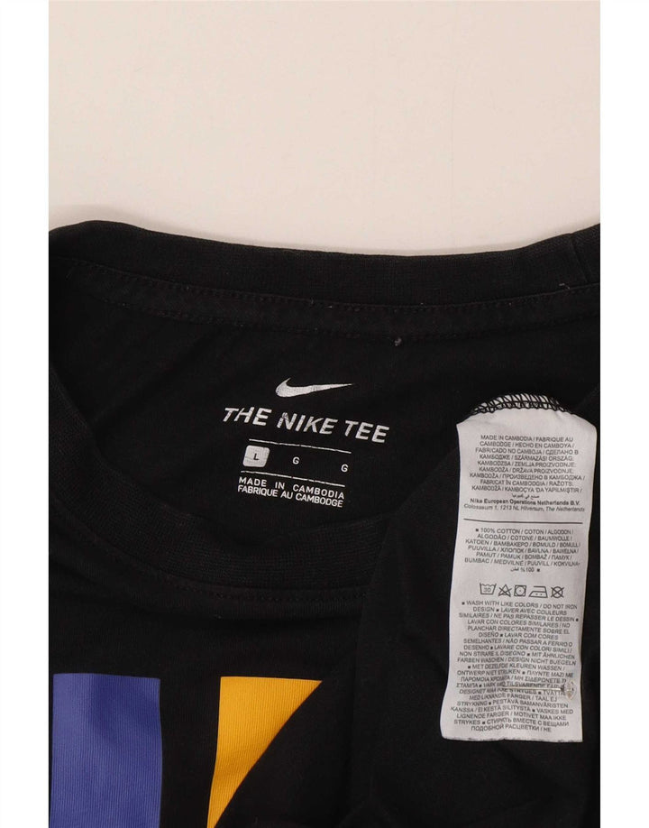 Ανδρικό γραφικό μπλουζάκι Nike, μεγάλο μαύρο βαμβακερό