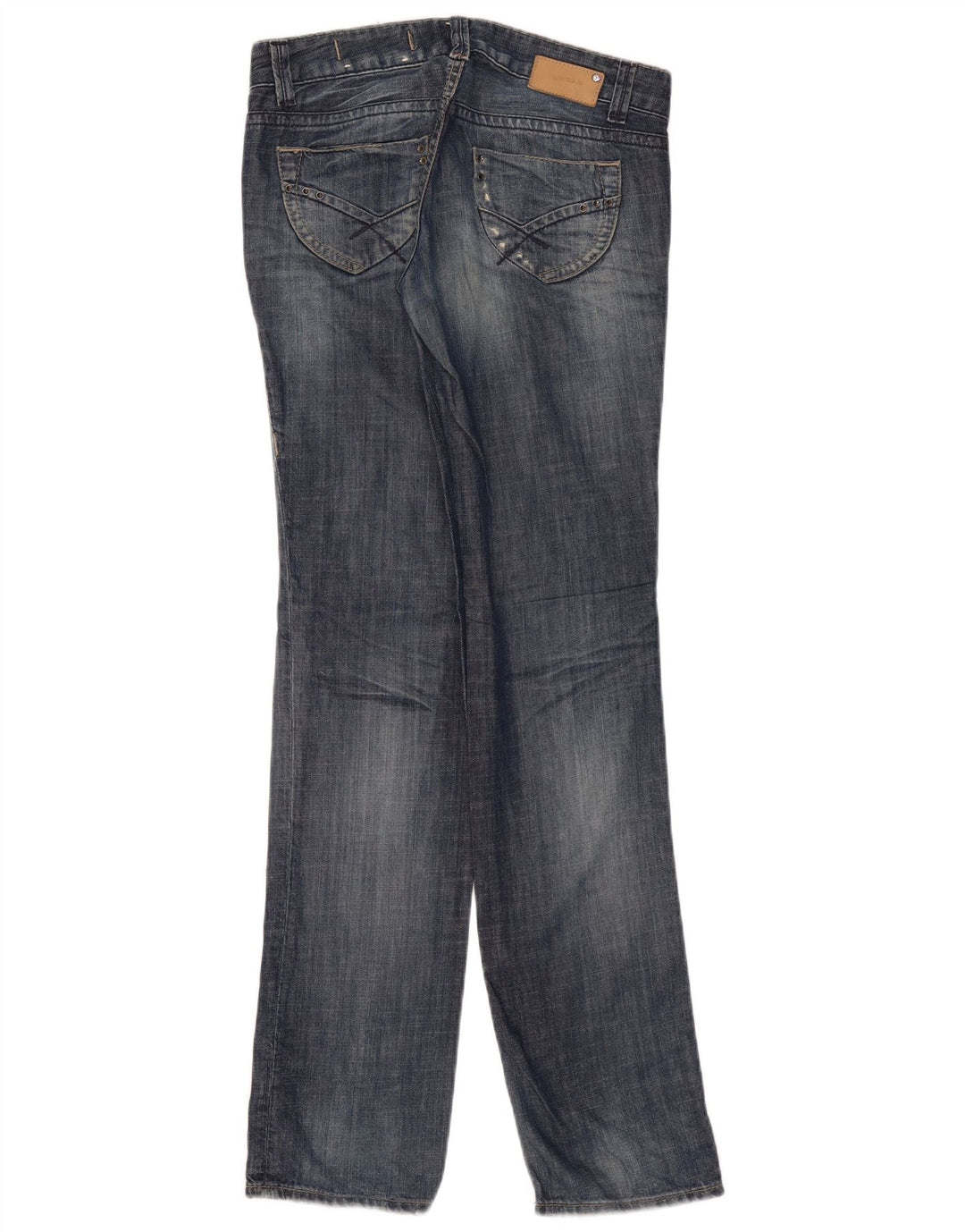 Gas Womens Distressed Straight Jeans W27 L34 Μπλε Βαμβακερό