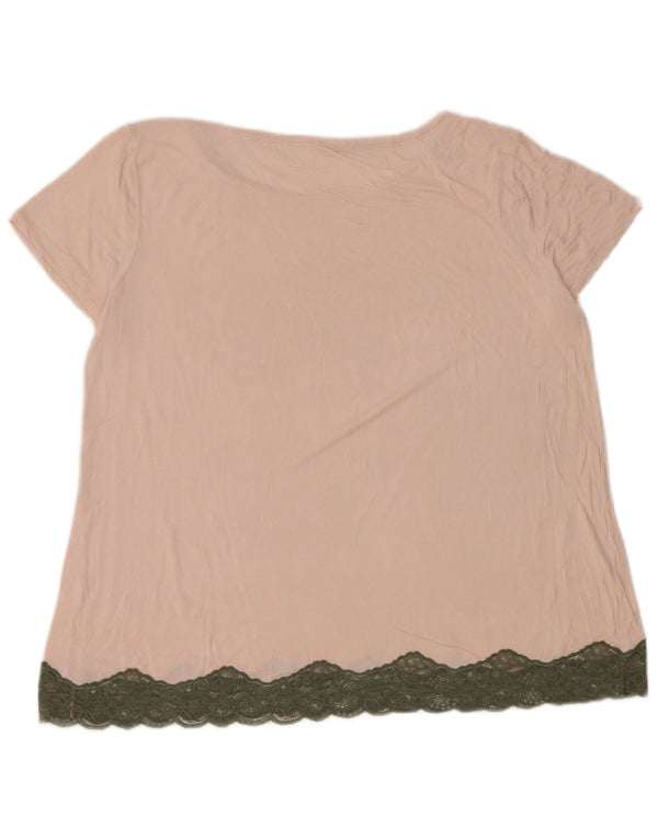 Benetton Γυναικείο T-Shirt Top UK 14 Large Pink Floral