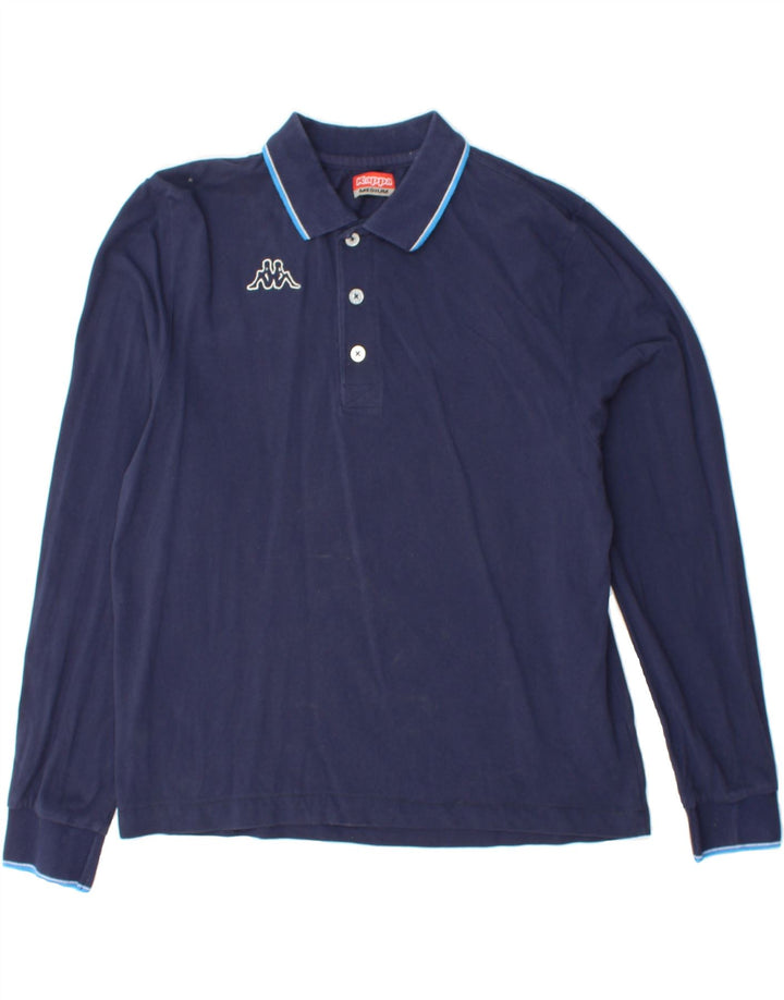 KAPPA Boys Polo Shirt 13-14 Years Medium Navy Blue Cotton Vintage Kappa and Second-Hand Kappa from Messina Hembry 