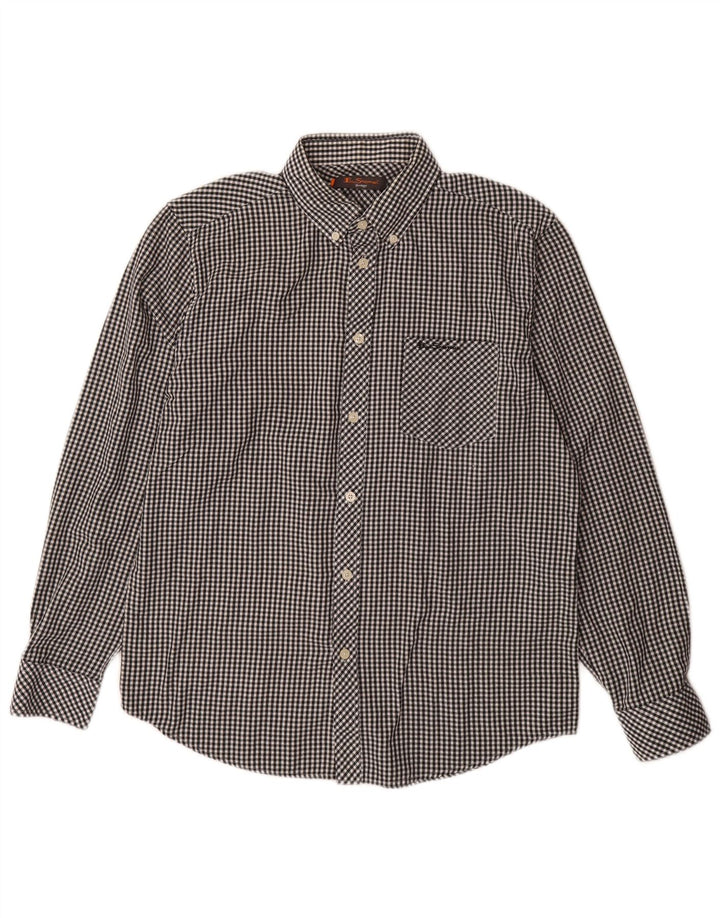 BEN SHERMAN Ανδρικό πουκάμισο Heritage Μεσαίο μαύρο βαμβακερό Gingham