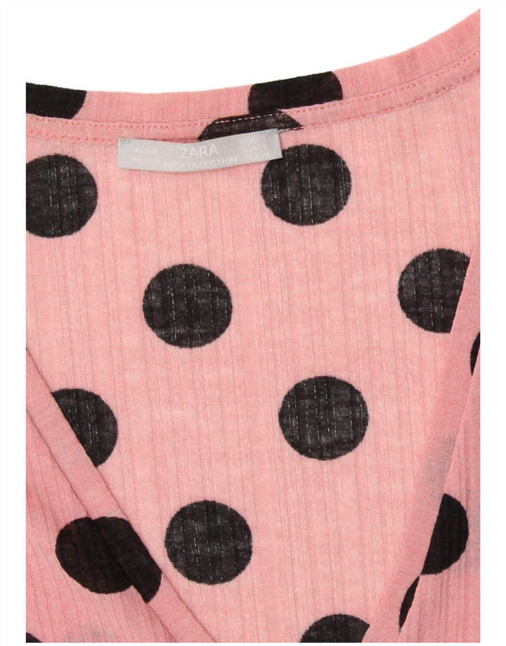 Zara Γυναικεία Crop Μπλούζα Τοπ UK 10 Small Pink Pot