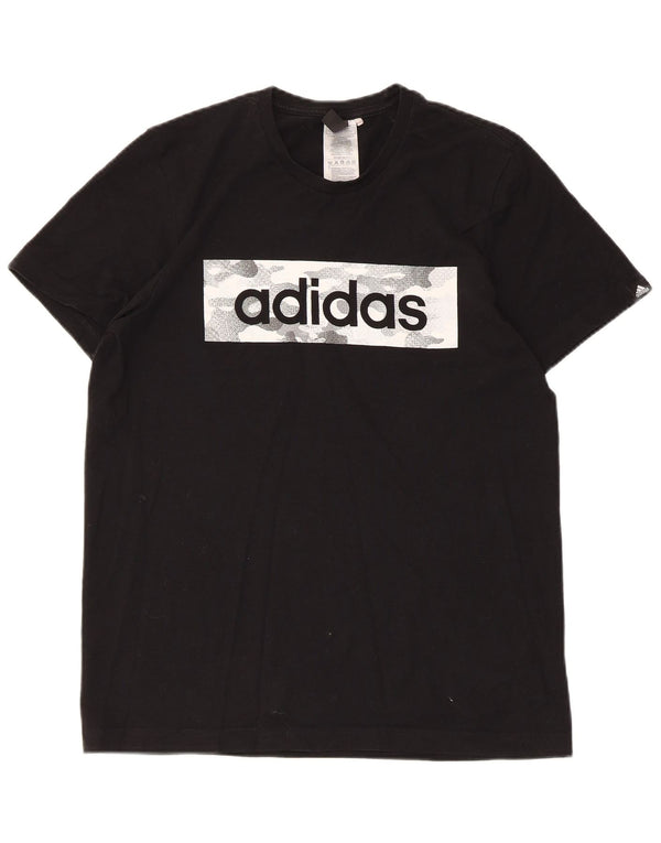 Ανδρικό γραφικό T-Shirt Adidas Top Μικρό μαύρο βαμβακερό
