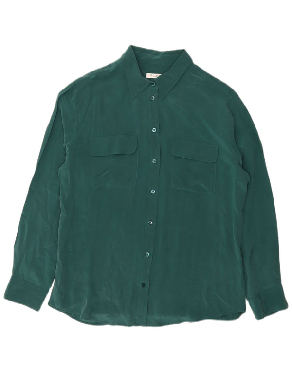 ΕΞΟΠΛΙΣΜΟΣ Γυναικείο πουκάμισο Μπλούζα UK 16 Large Green Silk