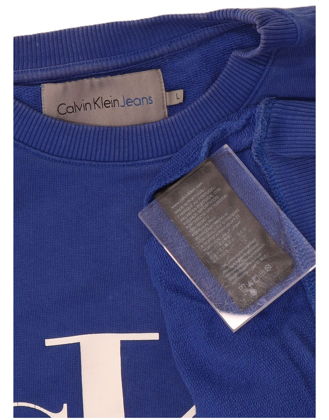 CALVIN KLEIN JEANS Ανδρικό γραφικό φούτερ Jumper μεγάλο μπλε βαμβακερό