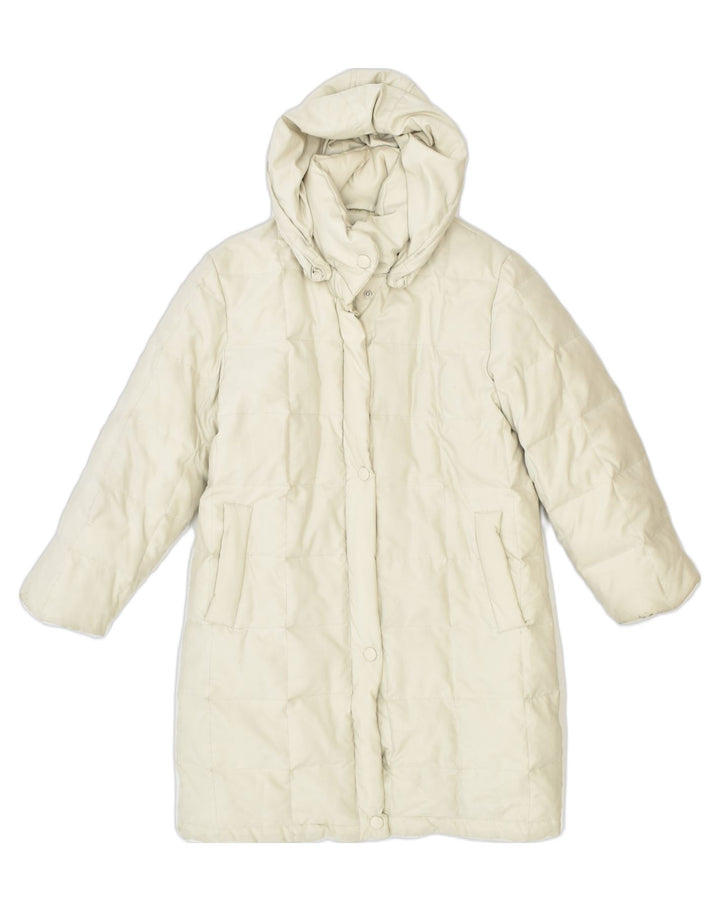 ASTROLABIO Womens Hooded Padded Coat EU 38 Medium Beige Polyester | Vintage Astrolabio | Thrift | Second-Hand Astrolabio | Used Clothing | Messina Hembry 
