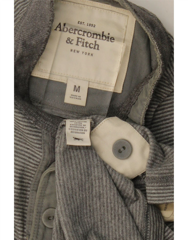 Ανδρικό πουκάμισο πόλο ABERCROMBIE & FITCH Βαμβακερό με μεσαίο γκρι ρίγες
