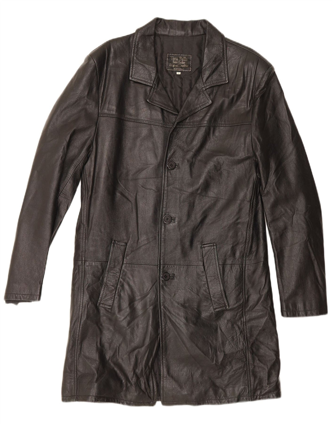 Vintage Ανδρικό Δερμάτινο Παλτό UK 38 Medium Black Leather