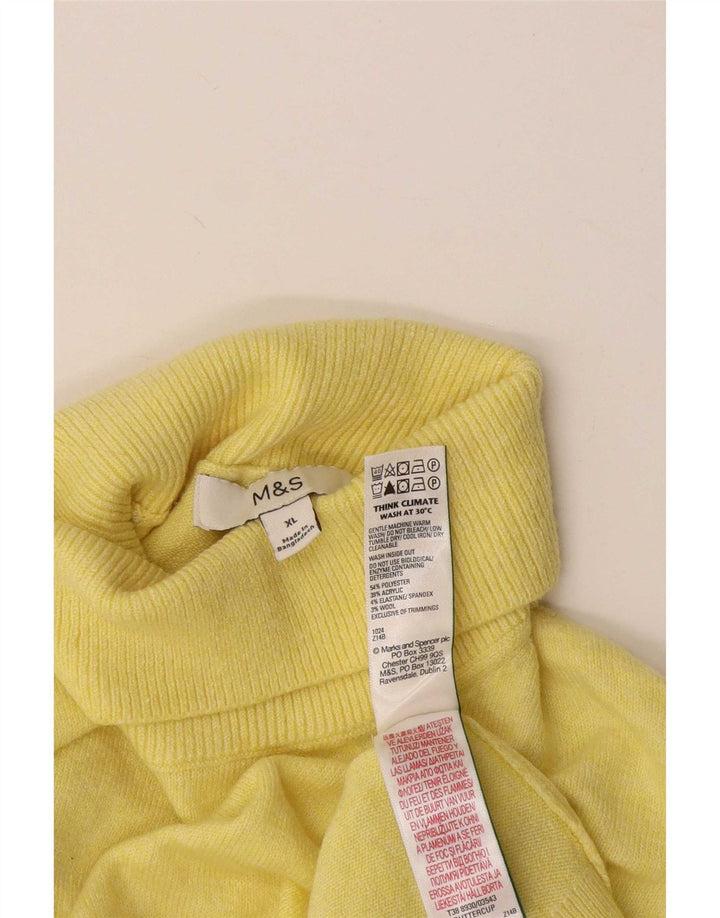 Marks & Spencer Γυναικείο πουλόβερ με ρολό λαιμόκοψη UK 18 XL κίτρινο πολυεστέρα