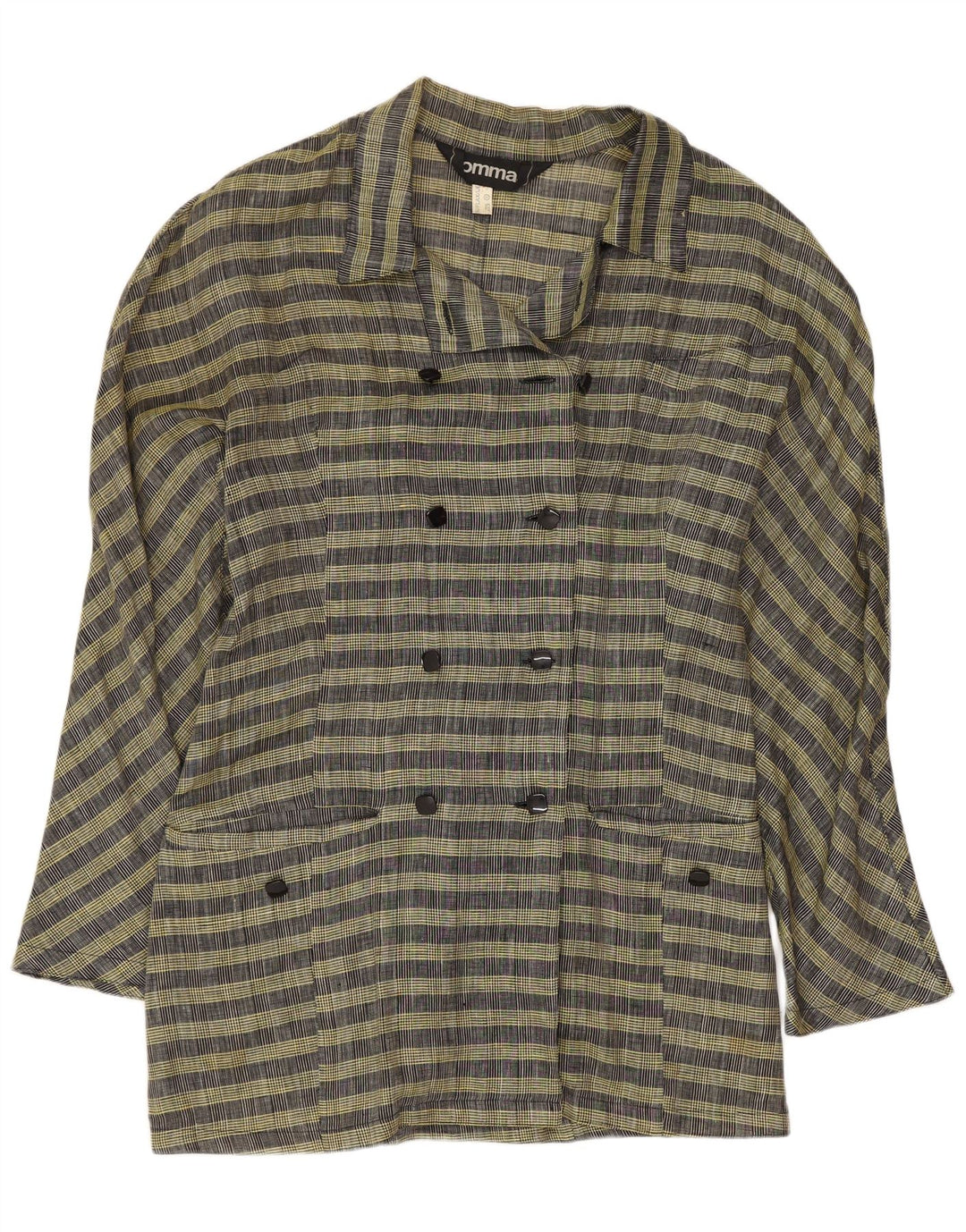 Κόμμα, Γυναικείο σακάκι με διπλό στήθος UK 14 Μεγάλο κίτρινο μαλλί