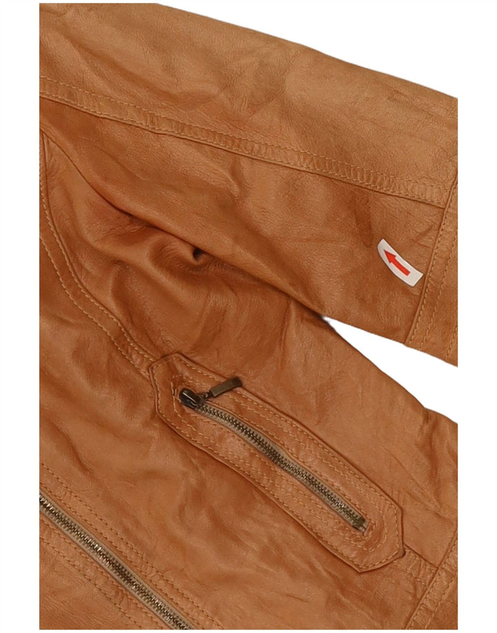 XETRA Γυναικείο Δερμάτινο Μπουφάν Biker UK 8 Small Beige