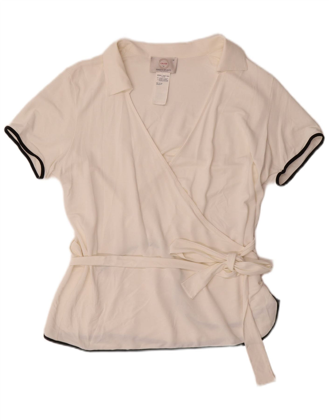 MARINA RINALDI Γυναικείο πουκάμισο με κοντό μανίκι μπλούζα UK 14 μεσαίο λευκό