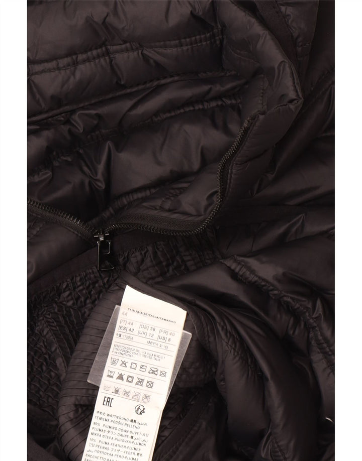 Vintage γυναικείο μπουφάν με κουκούλα με επένδυση UK 12 μεσαίου γκρι χρώματος πολυαμίδιο