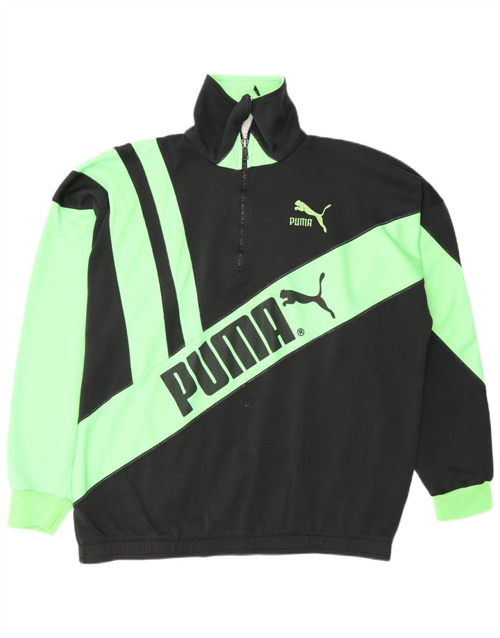 Ανδρικό γραφικό φούτερ με φερμουάρ Puma, μεσαίο μαύρο χρώμα