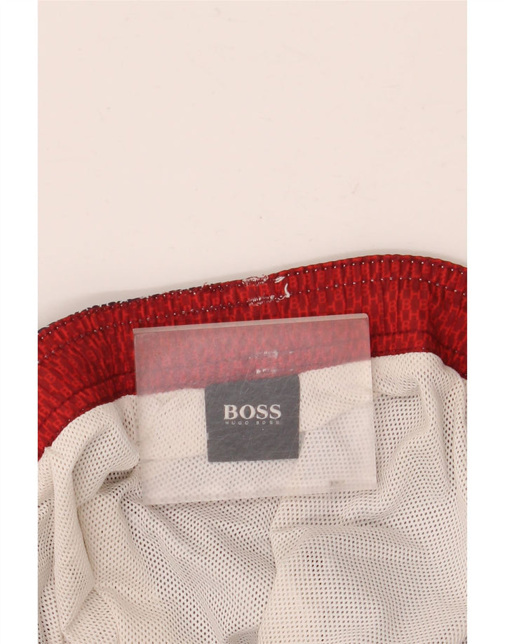 Ανδρικό γραφικό σορτς κολύμβησης Hugo Boss μεσαίο μπλε ναυτικό γεωμετρικό πολυεστέρα