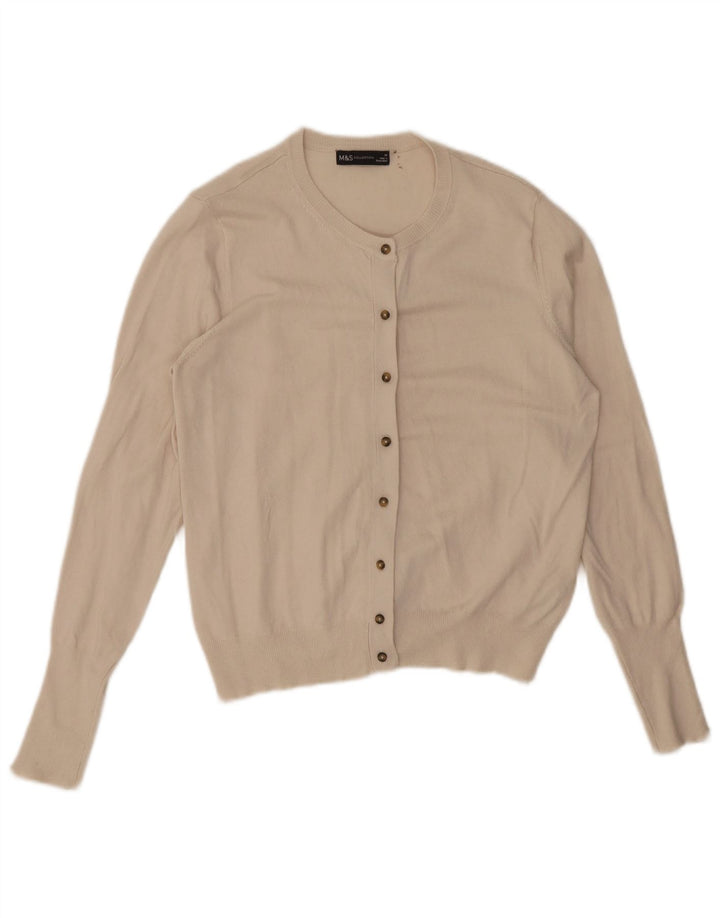 Marks & Spencer Γυναικεία ζακέτα πουλόβερ UK 14 Medium Off White Viscose