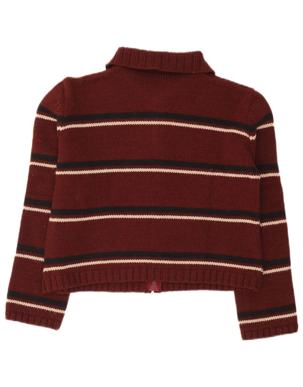 Γυναικείο πουλόβερ Onyx Crop Cardigan UK 14 Medium Burgundy Ριγέ Ακρυλικό