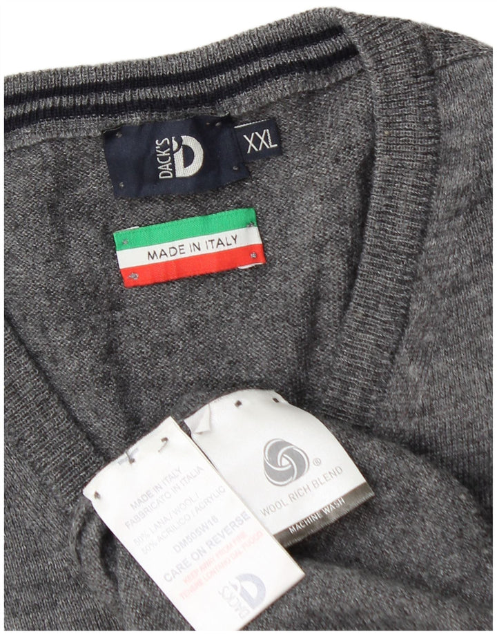 Ανδρικό πουλόβερ Dack's V-Neck Jumper 2XL Γκρι μαλλί