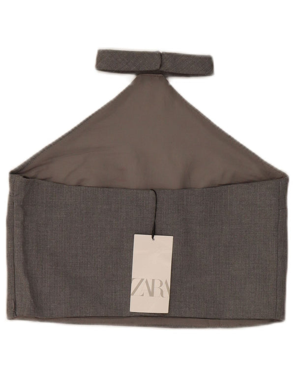 Zara Womens Crop Halter Top UK 8 Small Grey Polyester