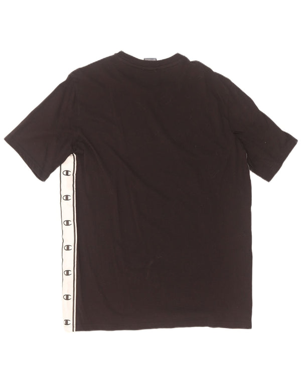 Ανδρικό γραφικό T-Shirt Champion Top Large Black Colourblock Βαμβακερό